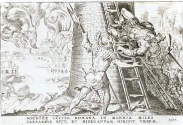 À la mort de Charles Bourbon (1490-1527), les troupes de Charles V (1500-58) prennent d